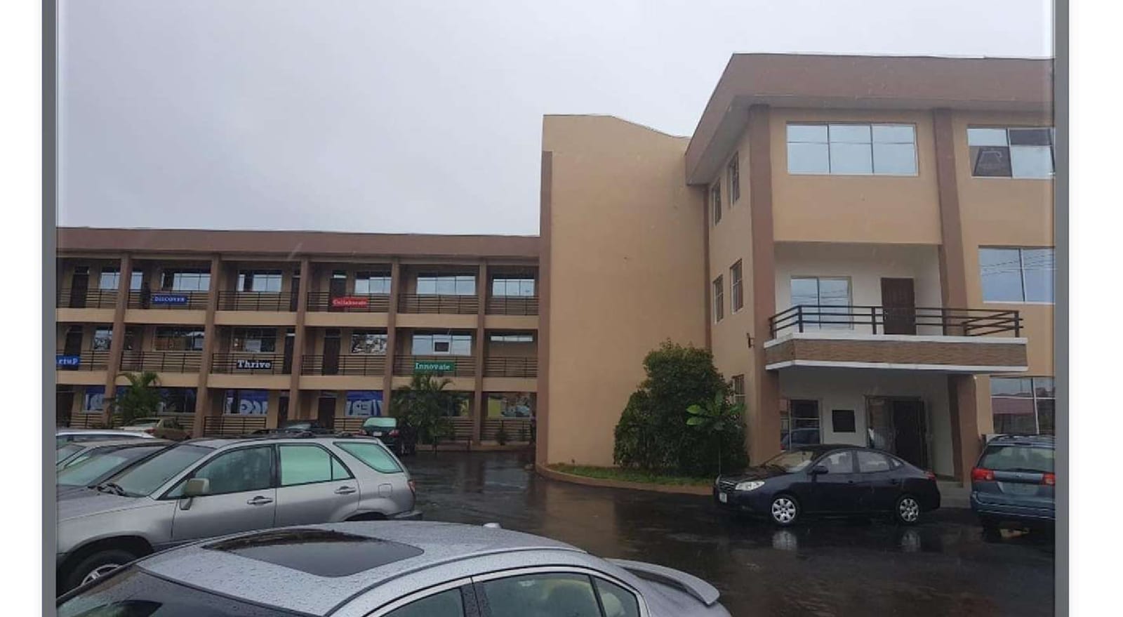 Side view of the three-storey South-South Innovation Hub building